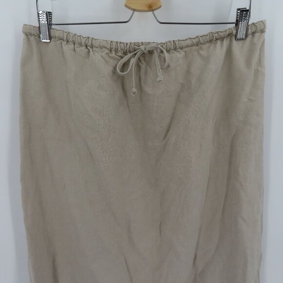Outfit JPR Womens Large Solid Beige Pure Linen Skirt Drawstring Waist Lagenlook - Picture 2 of 15